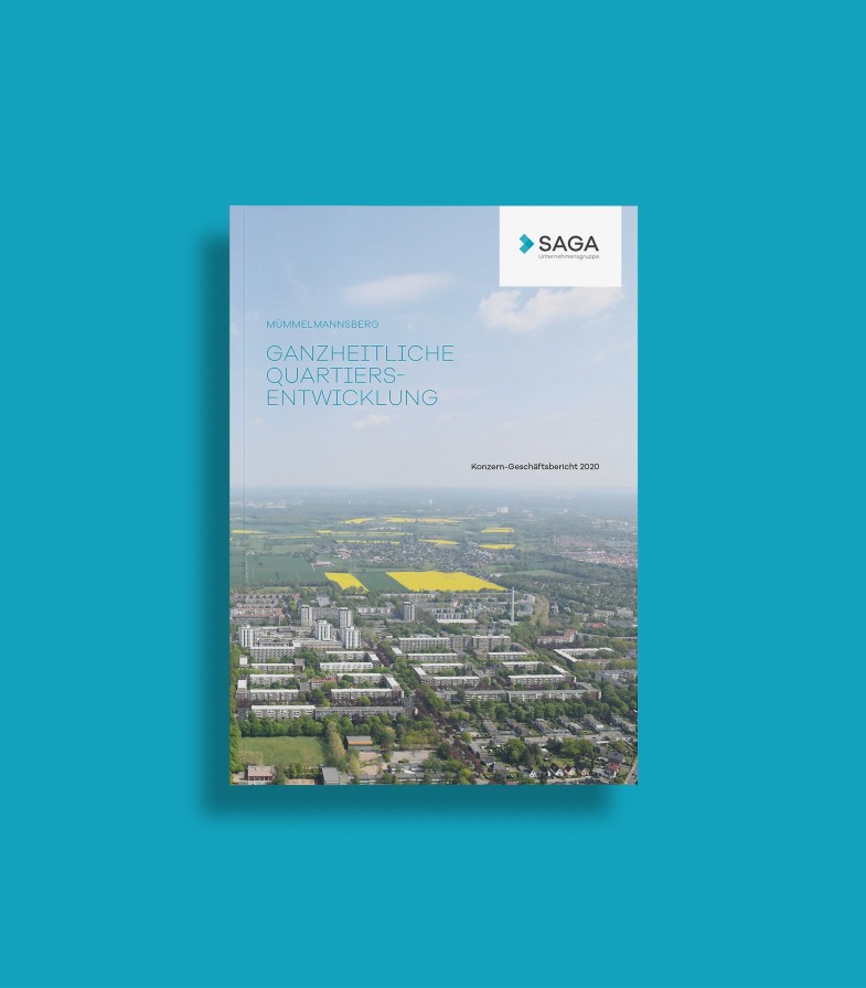Das Cover des SAGA-Geschäftsberichts 2020 mit dem Quartier Mümmelmannsberg als Coverfoto.